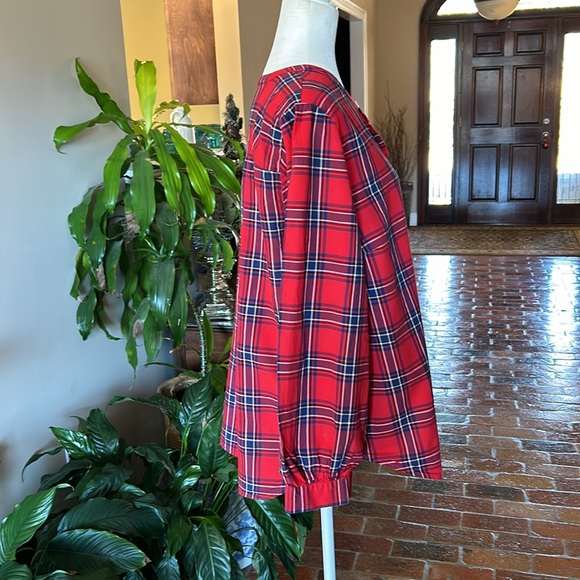 Old Navy Red Blue Plaid Tartan Ruffle Button Trim Long Sleeve Shirt zXL - Picture 11 of 15